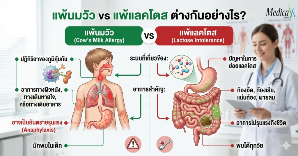 แพ้นมวัว vs แพ้แลคโตส ต่างกันอย่างไร-เมดิก้าคลินิกความสูง